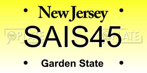 SAIS45 New Jersey License Plate