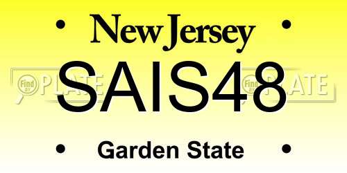 SAIS48 New Jersey License Plate