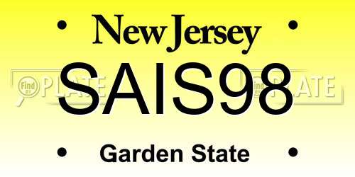 SAIS98 New Jersey License Plate