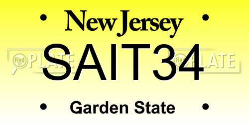 SAIT34 New Jersey License Plate
