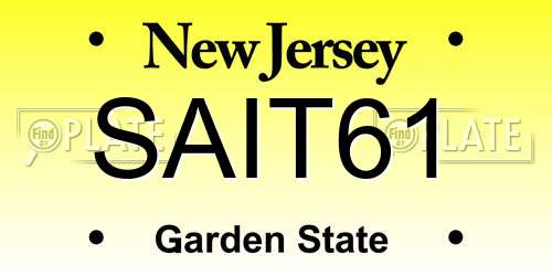 SAIT61 New Jersey License Plate
