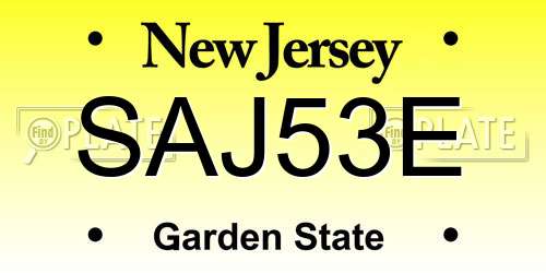 SAJ53E New Jersey License Plate