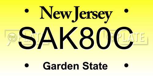SAK80C New Jersey License Plate