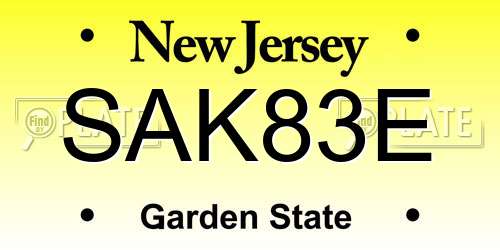 SAK83E New Jersey License Plate