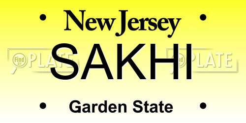 SAKHI New Jersey License Plate