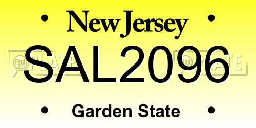 SAL2096 New Jersey License Plate