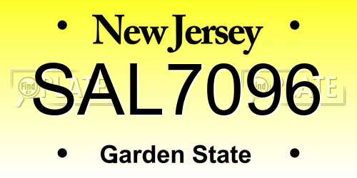 SAL7096 New Jersey License Plate