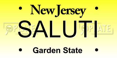 SALUTI New Jersey License Plate