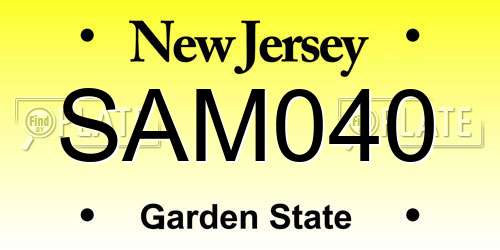 SAM040 New Jersey License Plate