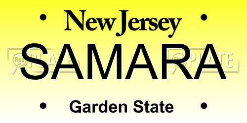 SAMARA New Jersey License Plate
