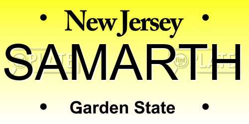 SAMARTH New Jersey License Plate