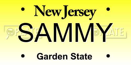 SAMMY New Jersey License Plate