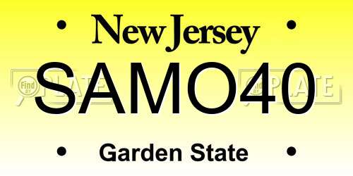 SAMO40 New Jersey License Plate