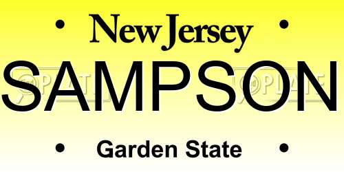 SAMPSON New Jersey License Plate