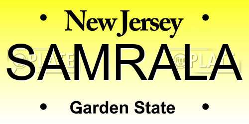 SAMRALA New Jersey License Plate