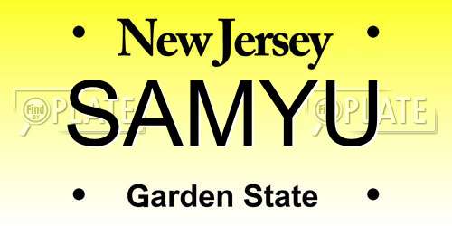 SAMYU New Jersey License Plate