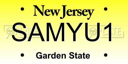 SAMYU1 New Jersey License Plate
