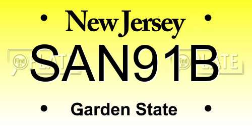 SAN91B New Jersey License Plate