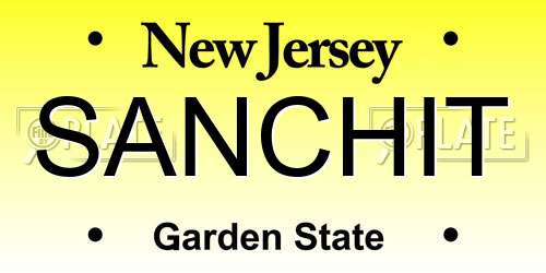 SANCHIT New Jersey License Plate