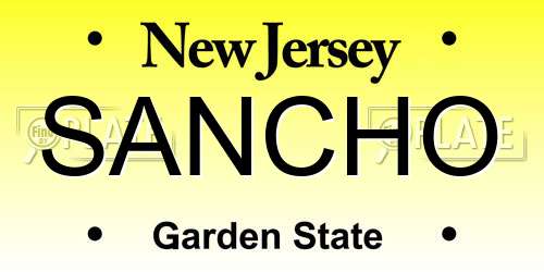 SANCHO New Jersey License Plate