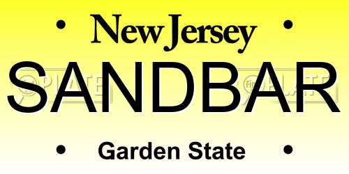 SANDBAR New Jersey License Plate
