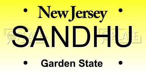 SANDHU New Jersey License Plate