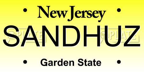 SANDHUZ New Jersey License Plate