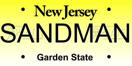 SANDMAN New Jersey License Plate