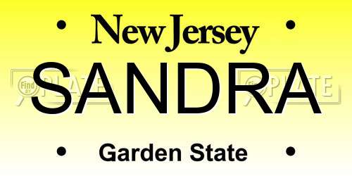 SANDRA New Jersey License Plate