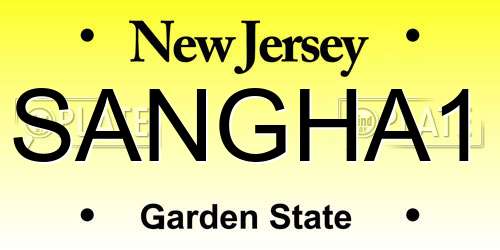 SANGHA1 New Jersey License Plate