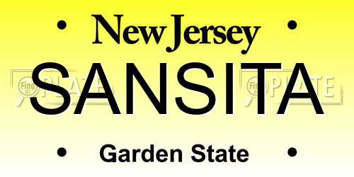 SANSITA New Jersey License Plate
