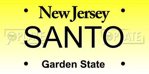 SANTO New Jersey License Plate