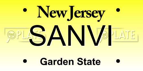 SANVI New Jersey License Plate
