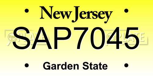 SAP7045 New Jersey License Plate