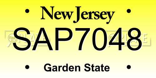 SAP7048 New Jersey License Plate