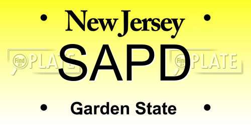 SAPD New Jersey License Plate