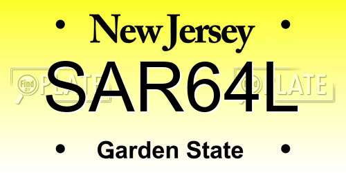 SAR64L New Jersey License Plate