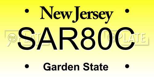 SAR80C New Jersey License Plate