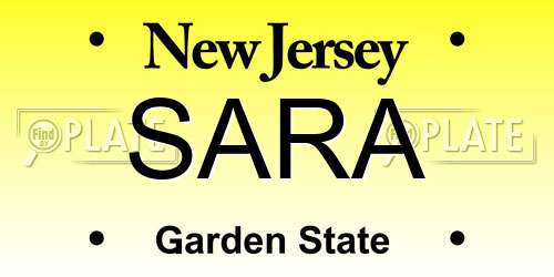 SARA New Jersey License Plate