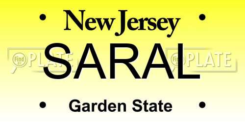 SARAL New Jersey License Plate
