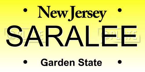 SARALEE New Jersey License Plate