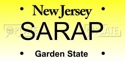 SARAP New Jersey License Plate