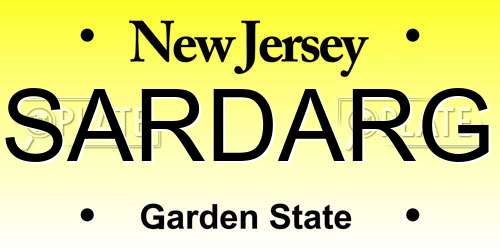 SARDARG New Jersey License Plate