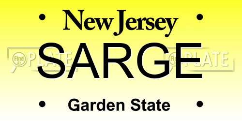 SARGE New Jersey License Plate