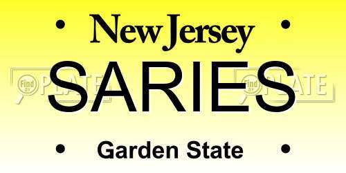 SARIES New Jersey License Plate
