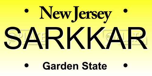 SARKKAR New Jersey License Plate