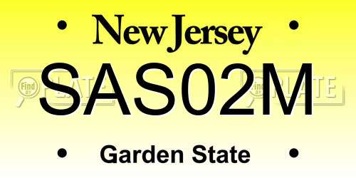 SAS02M New Jersey License Plate