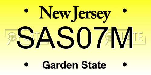 SAS07M New Jersey License Plate