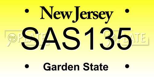 SAS135 New Jersey License Plate