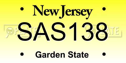 SAS138 New Jersey License Plate